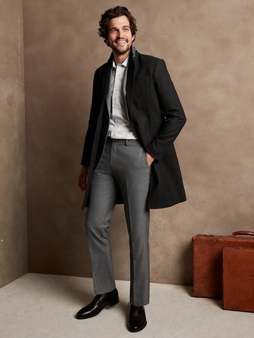 Banana Republic Factory Gray Wool Blend Topcoat Lightweight Over Coat mens XXL